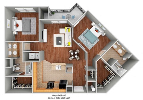 2 bedroom 2 bath Magnolia floor plan at The Bartram, in Gainesville, FL 32608